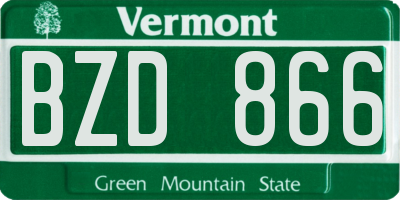 VT license plate BZD866
