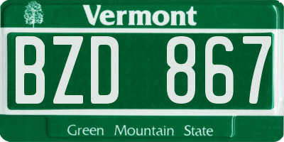 VT license plate BZD867