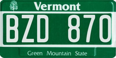 VT license plate BZD870