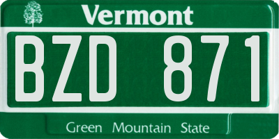 VT license plate BZD871