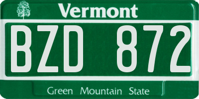VT license plate BZD872