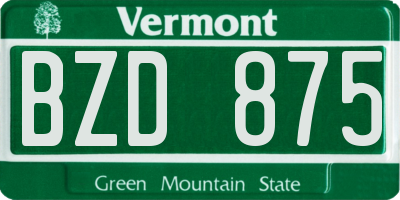 VT license plate BZD875