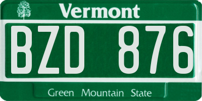 VT license plate BZD876