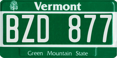 VT license plate BZD877