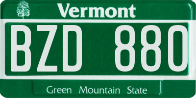VT license plate BZD880