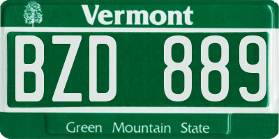 VT license plate BZD889