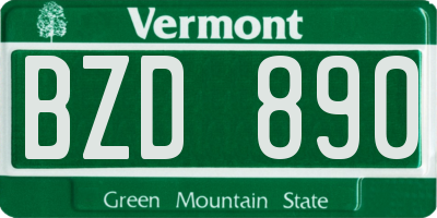 VT license plate BZD890