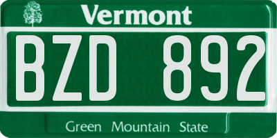 VT license plate BZD892