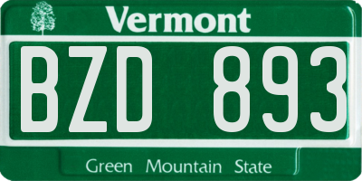 VT license plate BZD893