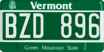 VT license plate BZD896