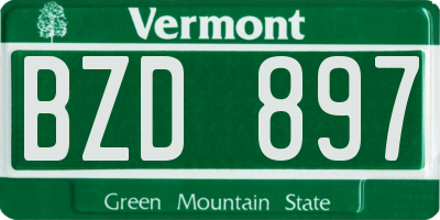 VT license plate BZD897