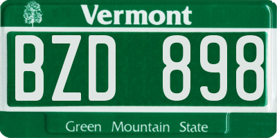 VT license plate BZD898