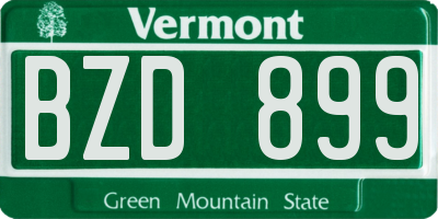 VT license plate BZD899