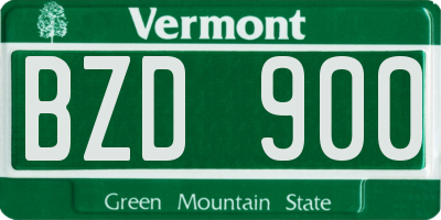 VT license plate BZD900