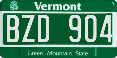 VT license plate BZD904