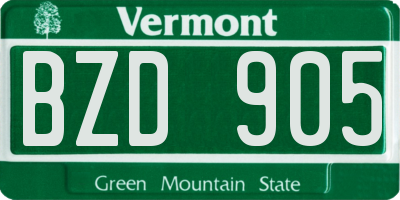 VT license plate BZD905