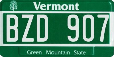 VT license plate BZD907