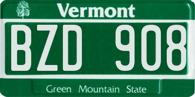 VT license plate BZD908