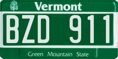 VT license plate BZD911