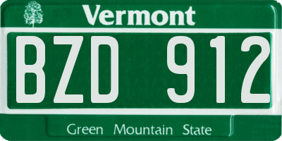 VT license plate BZD912