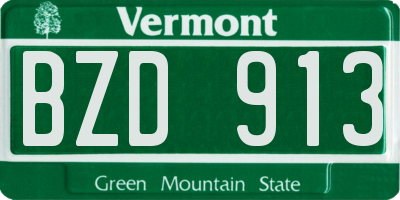 VT license plate BZD913