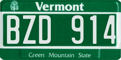 VT license plate BZD914