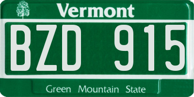 VT license plate BZD915
