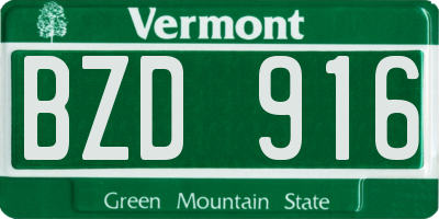 VT license plate BZD916