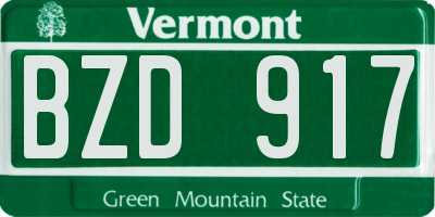 VT license plate BZD917