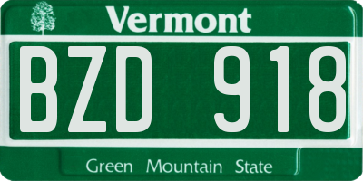 VT license plate BZD918
