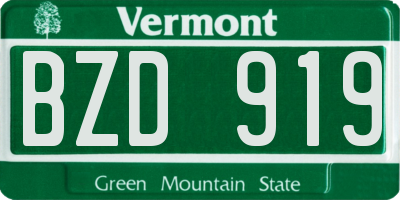 VT license plate BZD919