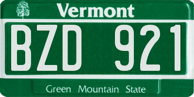 VT license plate BZD921