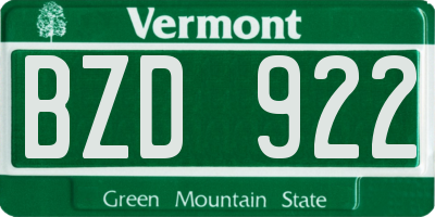 VT license plate BZD922