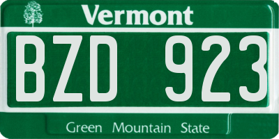 VT license plate BZD923