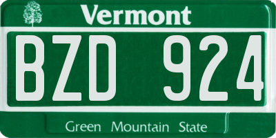 VT license plate BZD924