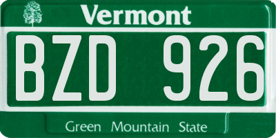 VT license plate BZD926
