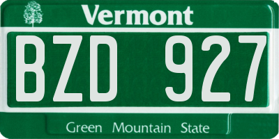 VT license plate BZD927