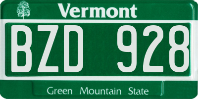 VT license plate BZD928