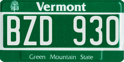 VT license plate BZD930
