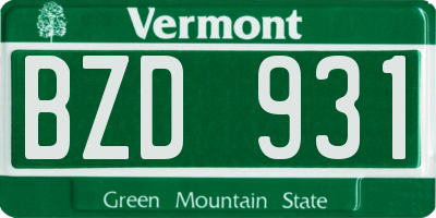VT license plate BZD931
