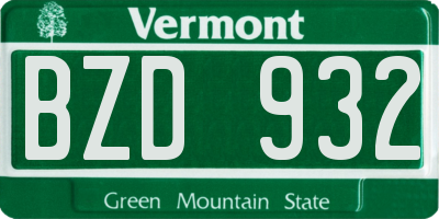 VT license plate BZD932