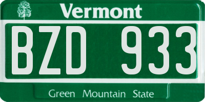 VT license plate BZD933