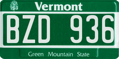 VT license plate BZD936