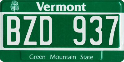 VT license plate BZD937