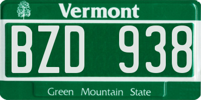 VT license plate BZD938