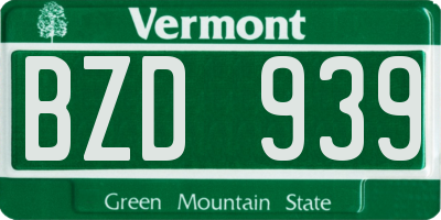VT license plate BZD939