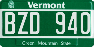 VT license plate BZD940