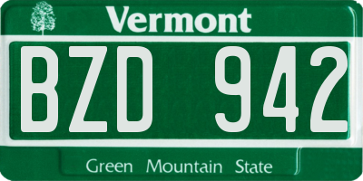 VT license plate BZD942