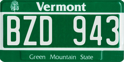 VT license plate BZD943