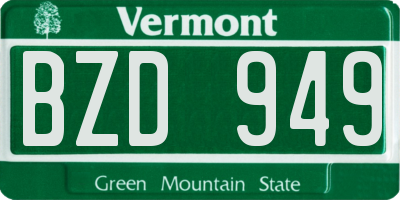 VT license plate BZD949